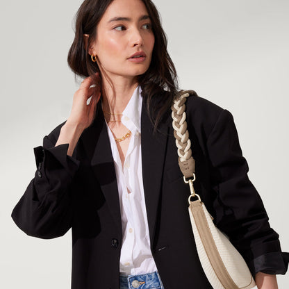 Rothy's The Shoulder Strap in Cream and Cocoa Braid