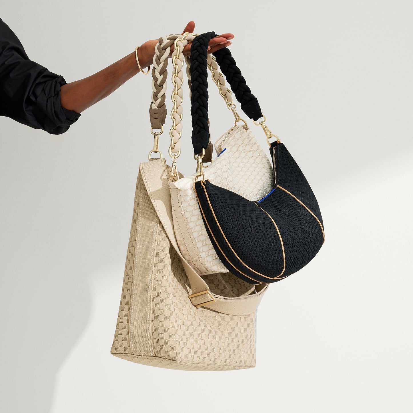 Rothy's The Shoulder Strap in Cream and Cocoa Braid