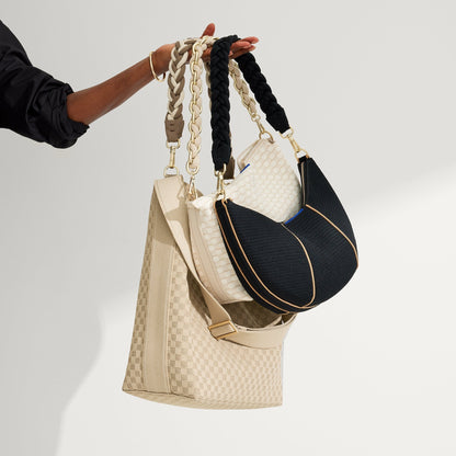 Rothy's The Shoulder Strap in Cream and Cocoa Braid