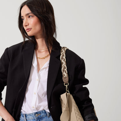 Rothy's The Shoulder Strap in Cream and Cocoa Braid