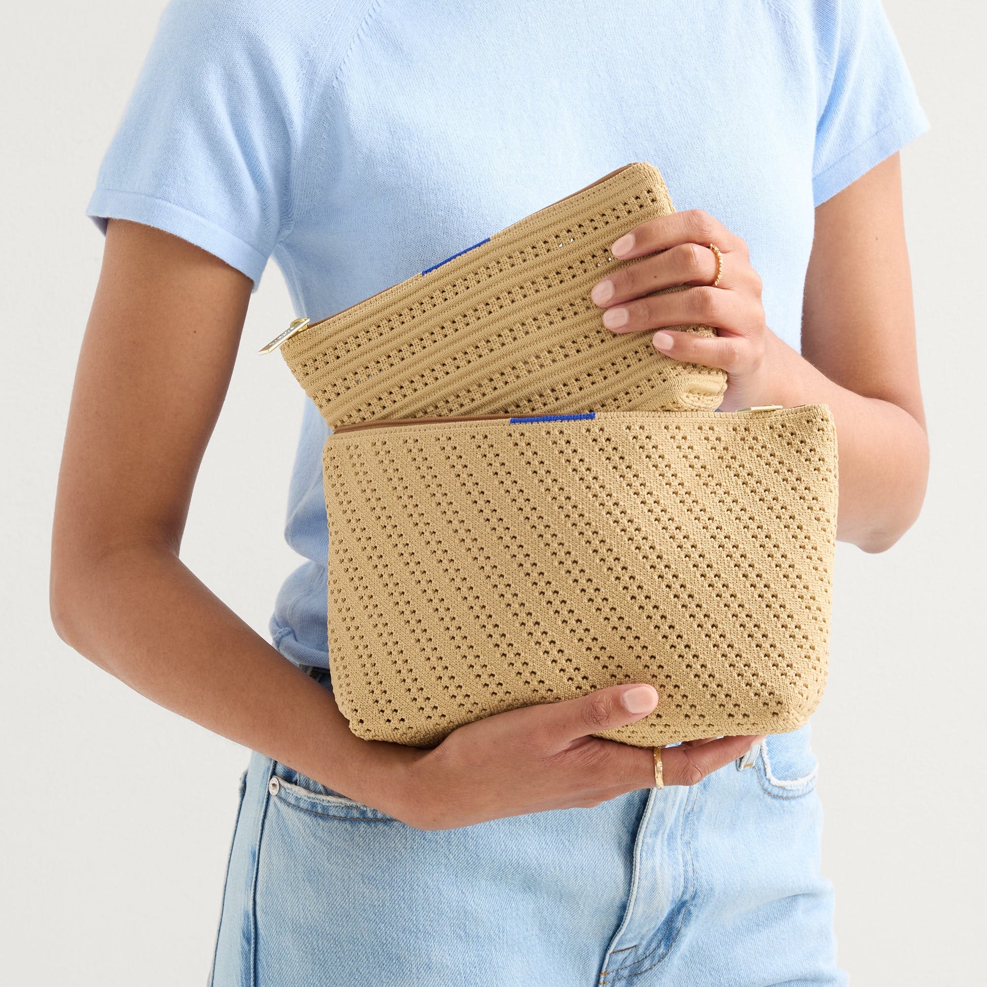 Rothy's The Travel Pouch Set in Brown Butter Crochet