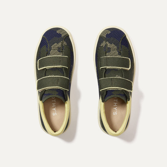 Rothy's The Kids Strap Sneaker in Spruce Camo