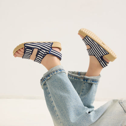 Rothy's The Kids Double Strap Sandal in Sailor Stripes