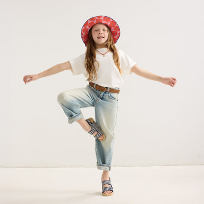 Rothy's The Kids Double Strap Sandal in Sailor Stripes