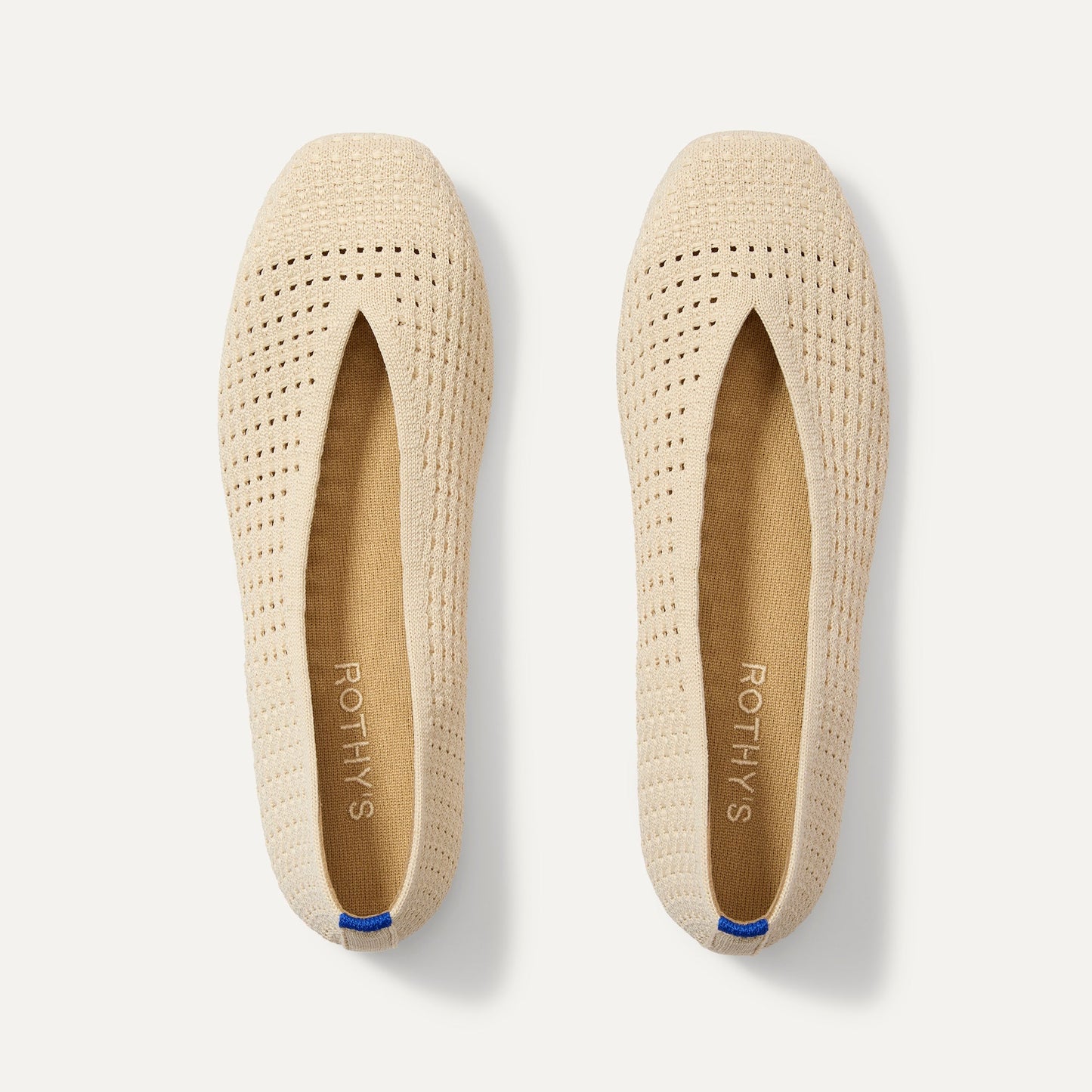Rothy's Max Square Ballerina Flat in Off White Mesh