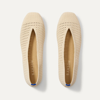 Rothy's Max Square Ballerina Flat in Off White Mesh