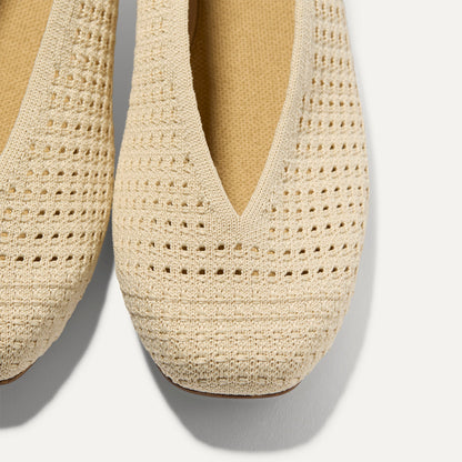 Rothy's Max Square Ballerina Flat in Off White Mesh