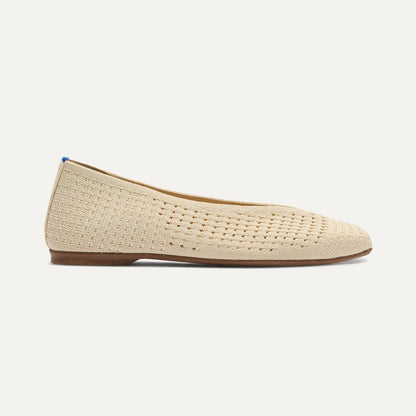 Rothy's Max Square Ballerina Flat in Off White Mesh
