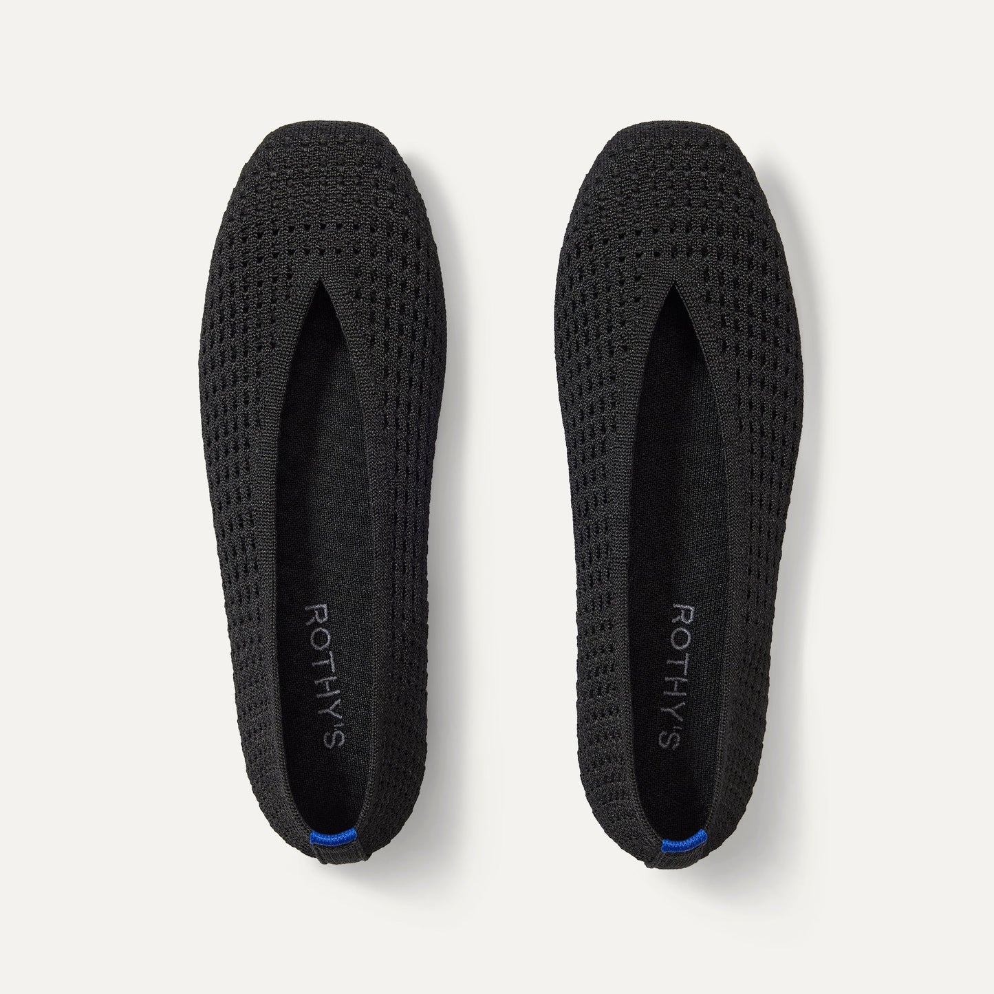 Rothy's Max Square Ballerina Flat in Black Mesh