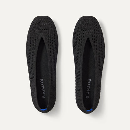 Rothy's Max Square Ballerina Flat in Black Mesh