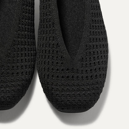 Rothy's Max Square Ballerina Flat in Black Mesh