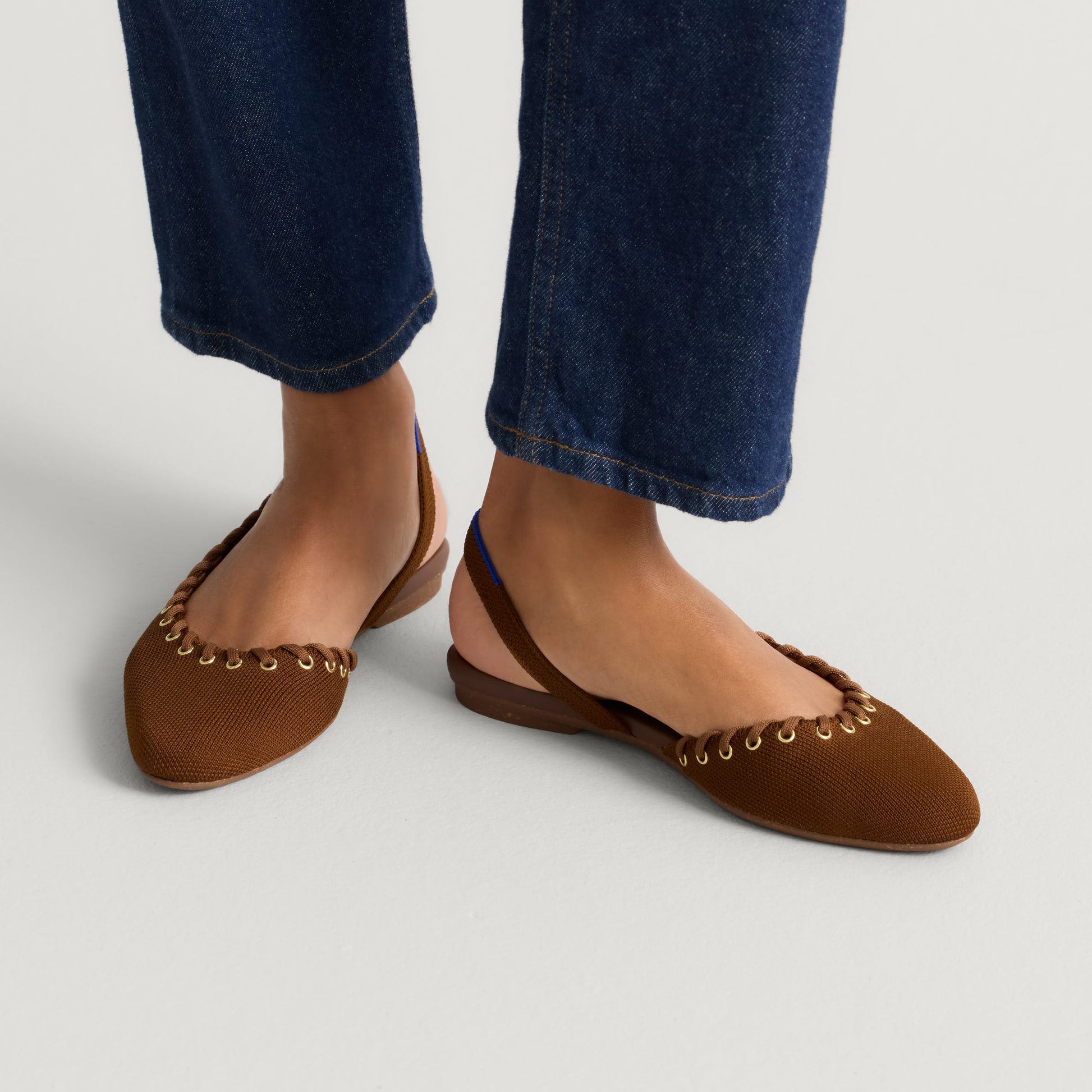Rothy's The Almond Slingback in Eyelet Russet
